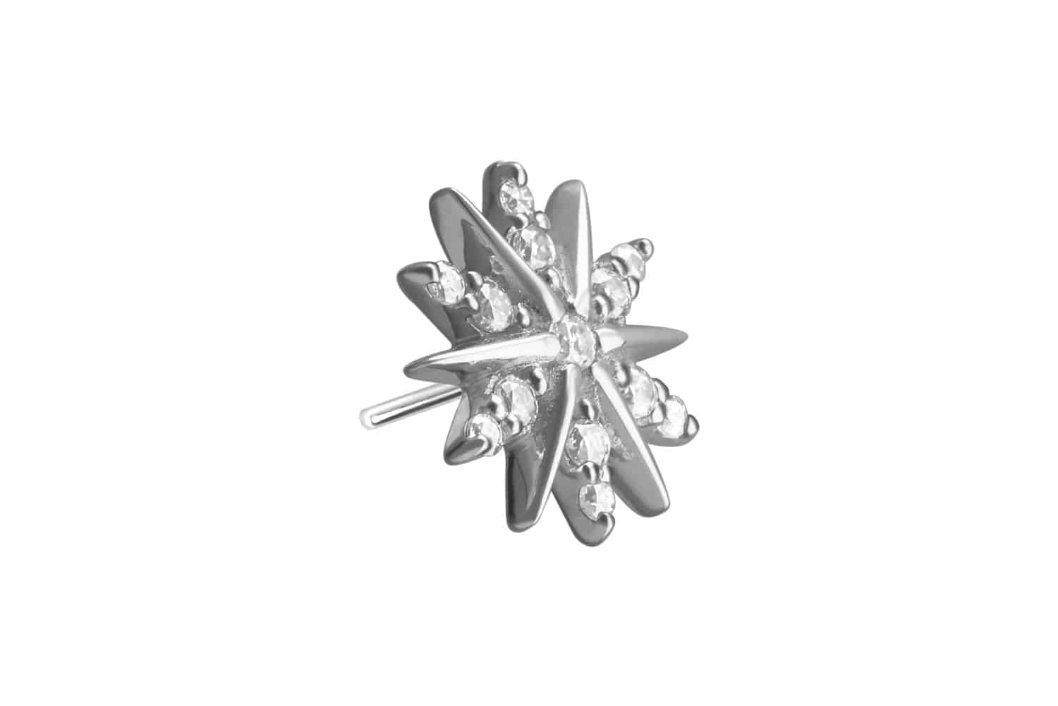 14 Karat Gold Aufsatz mit Titan Push Pin MOISSANIT-BLUME von Piercingline